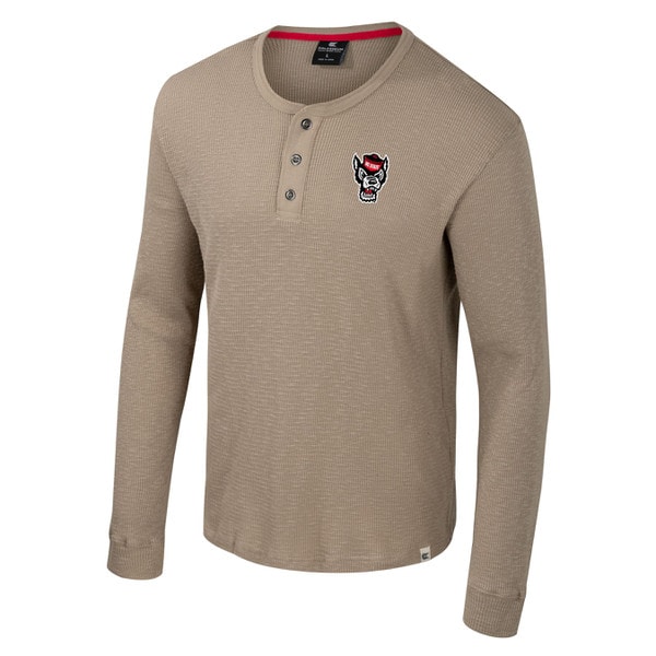 Beige Men's Long Sleeve Waffle Henl